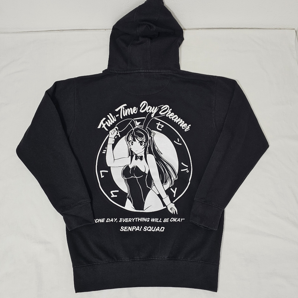 Senpai Squad Day Dream Club Hoodie Black Size S/M Full-Time Day Dreamer Graphic